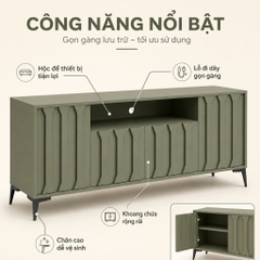 Kệ Tivi Cánh Sọc Nổi Nhiều Ngăn Lưu Trữ Màu Xanh Lá 180x40x70cm Yapi-XTV001
