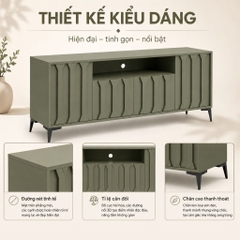 Kệ Tivi Cánh Sọc Nổi Nhiều Ngăn Lưu Trữ Màu Xanh Lá 180x40x70cm Yapi-XTV001