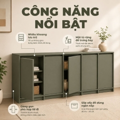 Tủ Trang Trí Hiện Đại Thiết Kế Tối Giản Màu Xanh Lá Cho Phòng Khách 180x35x90cm Yapi-XTD002