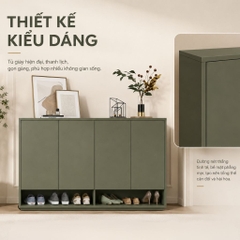 Tủ Giày 4 Cánh Tối Giản Cho Phòng Khách Màu Xanh Lá 160x35x120cm Yapi-XTG006
