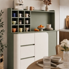 Tủ Bếp Đa Năng Tích Hợp Kệ Trang Trí Ly Cốc Hiện Đại Màu Xanh Lá 138x40x150cm Yapi-XTB003