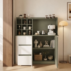 Tủ Bếp Đa Năng Tích Hợp Kệ Trang Trí Ly Cốc Hiện Đại Màu Xanh Lá 138x40x150cm Yapi-XTB003