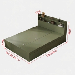 Giường Ngủ Gỗ Đa Năng Có Ngăn Kéo Tích Hợp Kệ Đầu Giường Lọt nệm 1m6x2m Yapi-XGN001