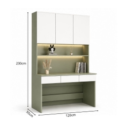 Bàn Làm Việc Kèm Giá Sách Hiện Đại Màu Xanh Lá 120x55x230cm Yapi-XBH004