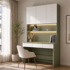 Bàn Làm Việc Kèm Giá Sách Hiện Đại Màu Xanh Lá 120x55x230cm Yapi-XBH004