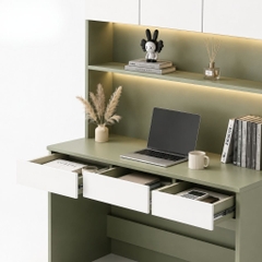Bàn Làm Việc Kèm Giá Sách Hiện Đại Màu Xanh Lá 120x55x230cm Yapi-XBH004