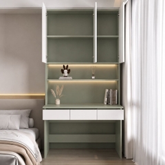 Bàn Làm Việc Kèm Giá Sách Hiện Đại Màu Xanh Lá 120x55x230cm Yapi-XBH004