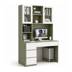Bàn Làm Việc Kèm Kệ Sách Cánh Kính Và Ngăn Kéo Màu Xanh Lá 120x55x200cm Yapi-XBH005