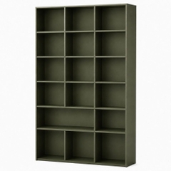 Tủ Sách Cánh Kính Kết Hợp Kệ Trang Trí Và Ngăn Tủ Lưu Trữ, Màu Xanh Lá 120x35x230cm Yapi-XKS003