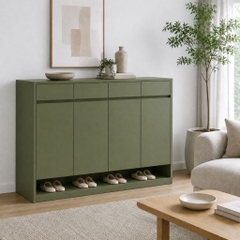 Tủ Giày 4 Cánh Có Kệ Để Giày Hở Và Ngăn Kéo Màu Xanh Lá 160x35x110cm Yapi-XTG006