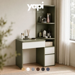 Bàn Trang Điểm Kèm Ngăn Kéo Và Kệ Sách Góc Màu Xanh Hiện Đại 100x40x160cm Yapi-XBP003