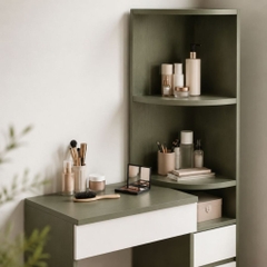 Bàn Trang Điểm Kèm Ngăn Kéo Và Kệ Sách Góc Màu Xanh Hiện Đại 100x40x160cm Yapi-XBP003