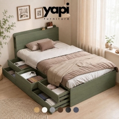 Giường Ngủ Gỗ MDF Đa Năng Có Ngăn Kéo Lưu Trữ Và Kệ Đầu Giường 1m6x2m Yapi-XGN002