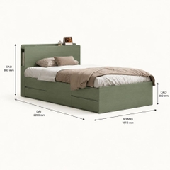Giường Ngủ Gỗ MDF Đa Năng Có Ngăn Kéo Lưu Trữ Và Kệ Đầu Giường 1m6x2m Yapi-XGN002