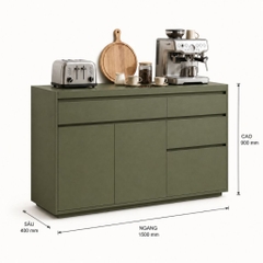 Tủ Bếp Đa Năng Nhiều Ngăn Kéo Hiện Đại Màu Xanh Lá 150x40x90cm Yapi-XTB005