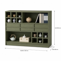 Kệ Sách Đa Năng Có Ngăn Kéo Kệ Trang Trí Hiện Đại Màu Xanh Lá 120x40x90cm Yapi-XKS006