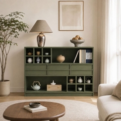 Kệ Sách Đa Năng Có Ngăn Kéo Kệ Trang Trí Hiện Đại Màu Xanh Lá 120x40x90cm Yapi-XKS006