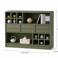 Kệ Sách Đa Năng Có Ngăn Kéo Kệ Trang Trí Hiện Đại Màu Xanh Lá 120x40x90cm Yapi-XKS006