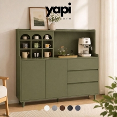Tủ Bếp Đa Năng Có Kệ Trang Trí Và Ngăn Kéo Tủ Đựng Đồ Màu Xanh Lá 140x40x135cm Yapi-XTB006
