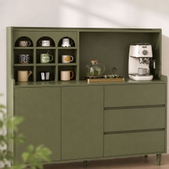 Tủ Bếp Đa Năng Có Kệ Trang Trí Và Ngăn Kéo Tủ Đựng Đồ Màu Xanh Lá 140x40x135cm Yapi-XTB006