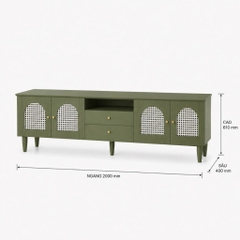 Kệ Tivi Cánh Mây Kèm Ngăn Kéo Hiện Đại Màu Xanh Lá 200x40x61cm Yapi-XTV002