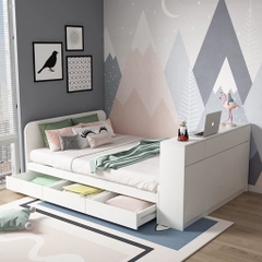 Giường Ngủ Bo Tròn Đầu Giường Tích Hợp 3 Ngăn Kéo Đa Năng 1m6x2m Yapi-561