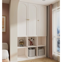 Tủ Quần Áo Tích Hợp Kệ Trưng Bày Đa Năng Cánh Vòm Hiện Đại 120x50x200cm Yapi-189