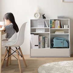 Kệ Sách Gỗ Thiết Kế Vát Góc Đa Năng 3 Tầng Kèm Ngăn Kéo 90x30x85cm Yapi-680