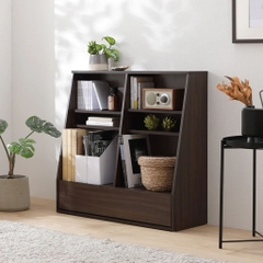 Kệ Sách Gỗ Thiết Kế Vát Góc Đa Năng 3 Tầng Kèm Ngăn Kéo 90x30x85cm Yapi-680