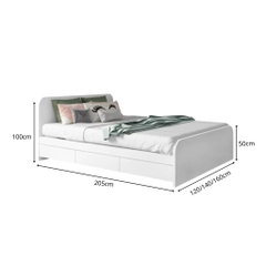 Giường Ngủ Bo Tròn Đầu Giường Tích Hợp 3 Ngăn Kéo Đa Năng 1m6x2m Yapi-561