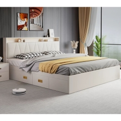 Giường Ngủ Có Ngăn Kéo Lưu Trữ Đầu Giường Bọc Nệm Sang Trọng 1m8x2m Yapi-568