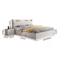 Giường Ngủ Có Ngăn Kéo Lưu Trữ Đầu Giường Bọc Nệm Sang Trọng 1m8x2m Yapi-568