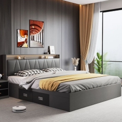 Giường Ngủ Có Ngăn Kéo Lưu Trữ Đầu Giường Bọc Nệm Sang Trọng 1m8x2m Yapi-568