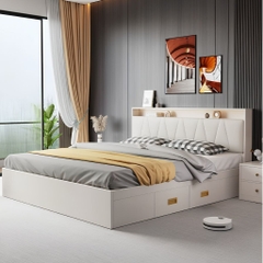 Giường Ngủ Có Ngăn Kéo Lưu Trữ Đầu Giường Bọc Nệm Sang Trọng 1m8x2m Yapi-568