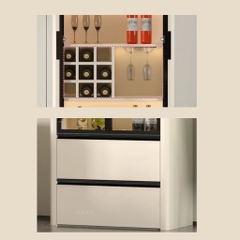 Tủ Trang Trí Cánh Kính Đèn Kèm Đèn LED, Bo Cong Góc Hiện Đại 80x40x200cm Yapi-TK017