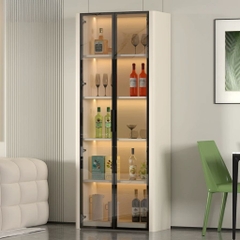 Tủ Trang Trí Cánh Kính Đèn Kèm Đèn LED, Bo Cong Góc Hiện Đại 80x40x200cm Yapi-TK017