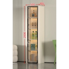 Tủ Trang Trí Cánh Kính Đèn Kèm Đèn LED, Bo Cong Góc Hiện Đại 80x40x200cm Yapi-TK017
