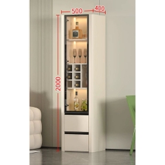 Tủ Trang Trí Cánh Kính Đèn Kèm Đèn LED, Bo Cong Góc Hiện Đại 80x40x200cm Yapi-TK017