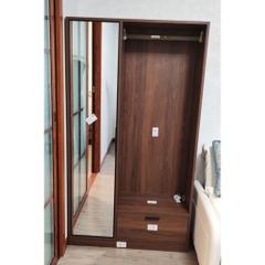 Tủ Quần Áo Cánh Gương Tích Kèm Ngăn Kéo 100x40x180cm Yapi-273