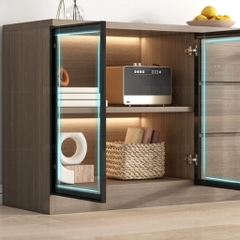 Kệ Tivi Kết Hợp Tủ Trang Trí Cánh Kính, Đèn LED, Có Ngăn Kéo 200x40x70cm Yapi-932