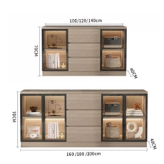 Kệ Tivi Kết Hợp Tủ Trang Trí Cánh Kính, Đèn LED, Có Ngăn Kéo 200x40x70cm Yapi-932