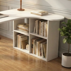 Bàn Làm Việc Góc Chữ L Bo Cong Hiện Đại Tích Hợp Kệ Sách 160x78x73.5cm Yapi-440