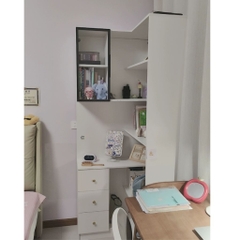 Kệ Sách Trang Trí Chữ L Đa Năng Cánh Kính Tích Hợp Đèn LED Hiện Đại 60+60x30x200cm Yapi-192