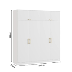Tủ Quần Áo Gỗ MDF 4 Cánh Mở Hiện Đại Chia Nhiều Ngăn 200x55x220cm Yapi-243