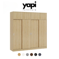 Tủ Quần Áo Gỗ MDF Cửa Lùa 4 Cánh Có Ngăn Phụ Hiện Đại 220x60x220cm Yapi-247