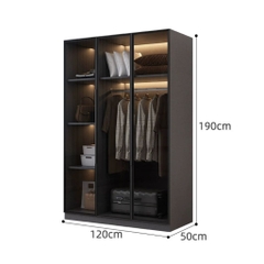 Tủ Quần Áo Cửa Kính Và Tủ Phụ Hiện Đại Bằng Gỗ MDF Chống Ẩm Cho Phòng Ngủ 240x50x190 Yapi-249A