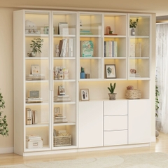 Tủ Lưu Trữ Tài Liệu Gỗ MDF Cánh Kính Cường Lực, Nhiều Ngăn Kéo 120x32x200 Yapi-TK015