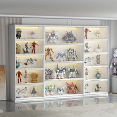 Tủ Trưng Bày Mô Hình Gỗ MDF Cánh Kính Nâng Cường Lực-Nội Thất Phòng Khách 80x40x200cm Yapi-TK013