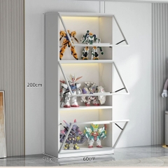Tủ Trưng Bày Mô Hình Gỗ MDF Cánh Kính Nâng Cường Lực-Nội Thất Phòng Khách 80x40x200cm Yapi-TK013