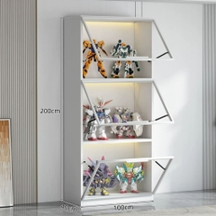 Tủ Trưng Bày Mô Hình Gỗ MDF Cánh Kính Nâng Cường Lực-Nội Thất Phòng Khách 80x40x200cm Yapi-TK013